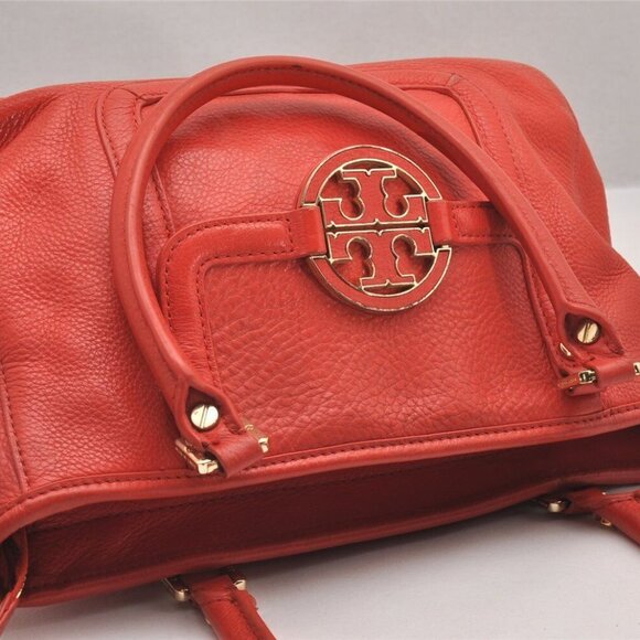 TORY BURCH Amanda Leather 2Way Shoulder Hand Bag Purse Orange - Picture 6 of 15